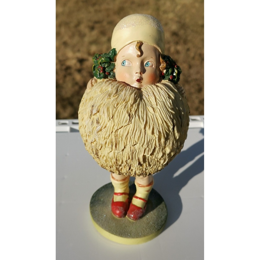 Vintage Little Miss Muff Resin 1930's Replica Christmas Decor 7.5"
